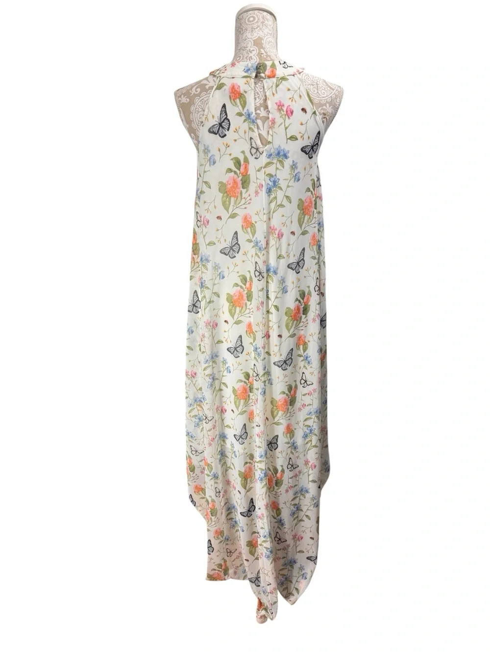 Butterfly Garden Maxi Fly Away Sides Fairy Mesh Dress Size Small Romantic Whimsy - Picture 3 of 8